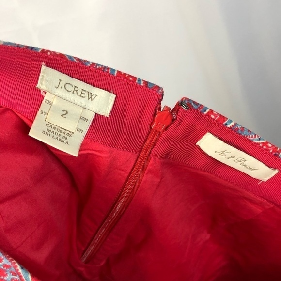 J. Crew No 2 Pencil Skirt Raj Blue & Red Paisley 2 - Picture 5 of 5
